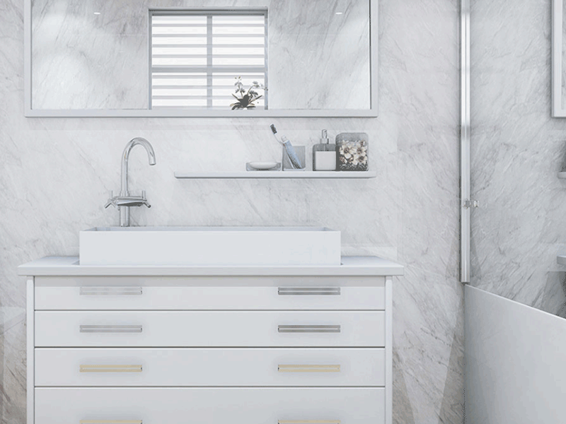 Multipanel economy roman marble panelled bathroom