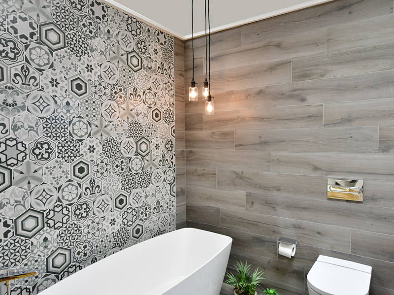 Patterned Tiles available from BATHLINE -Bathrooms at Haldane Fisher