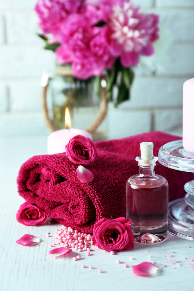 Bathroom Towel and Flowers