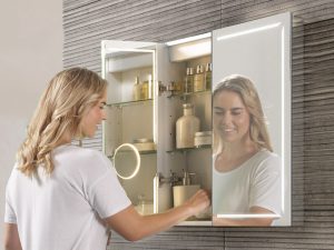 HIB Groove bathroom SMART Mirror Cabinet available from BATHLINE