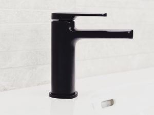 Aqualla Fuse Black Basin Mono Mixer available from BATHLINE bathroom showrooms.