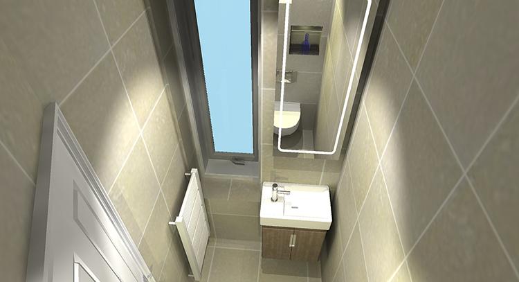 Cloakroom bathroom design render.